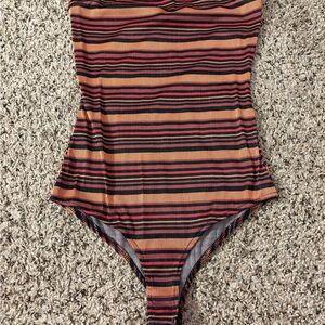 Strapless Striped Multicolor Bodysuit Size Small